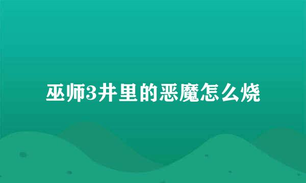 巫师3井里的恶魔怎么烧