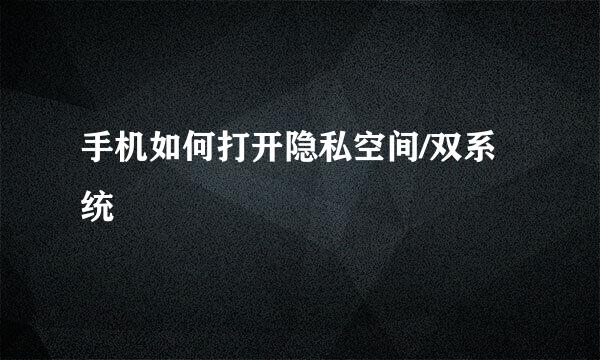 手机如何打开隐私空间/双系统