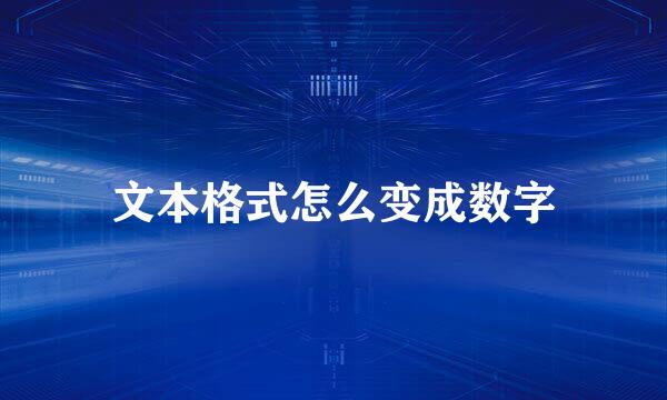 文本格式怎么变成数字