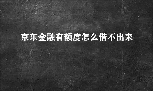 京东金融有额度怎么借不出来