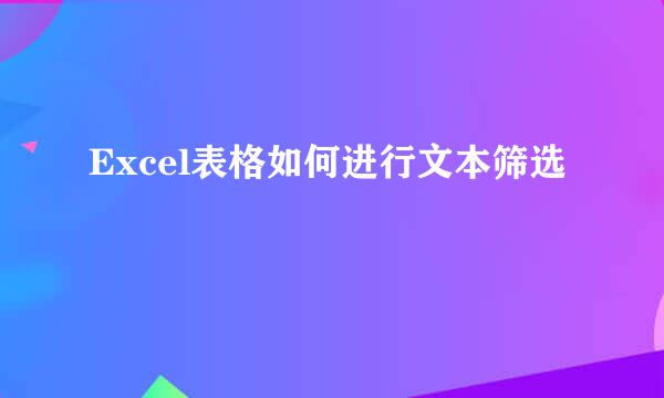 Excel表格如何进行文本筛选