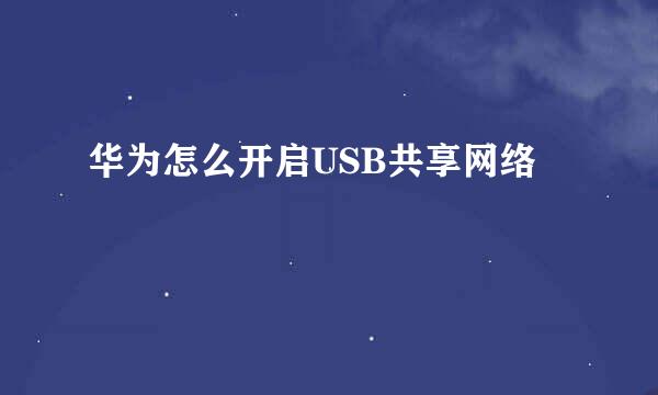 华为怎么开启USB共享网络