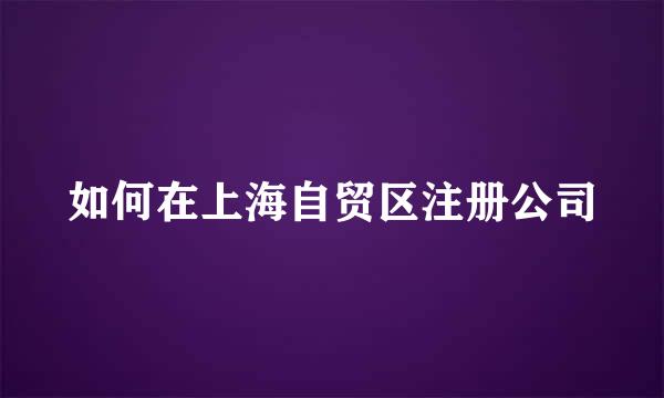 如何在上海自贸区注册公司