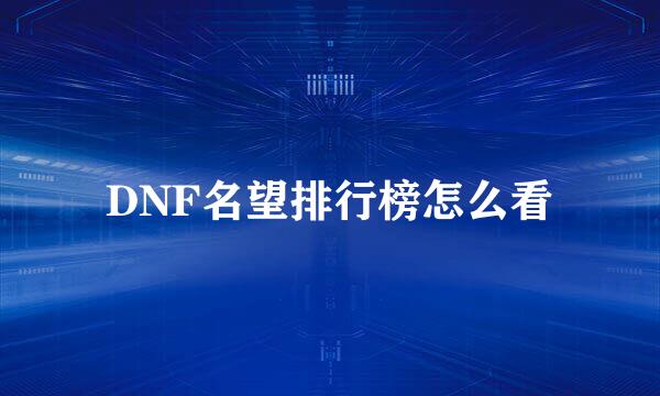 DNF名望排行榜怎么看
