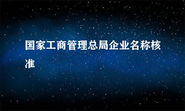 国家工商管理总局企业名称核准