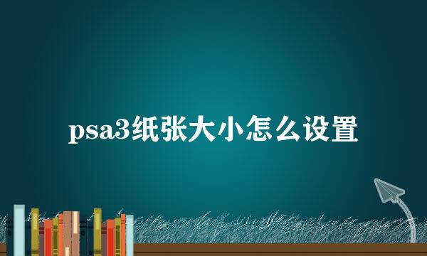 psa3纸张大小怎么设置