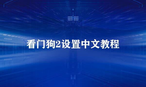 看门狗2设置中文教程