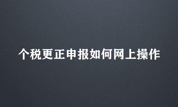 个税更正申报如何网上操作