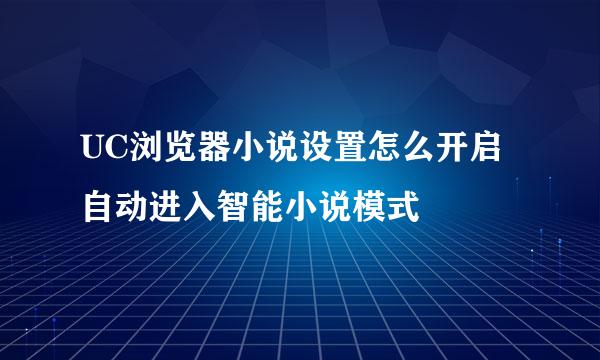UC浏览器小说设置怎么开启自动进入智能小说模式