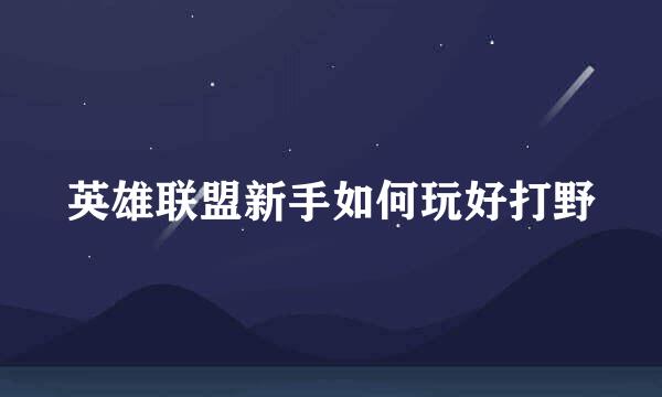 英雄联盟新手如何玩好打野