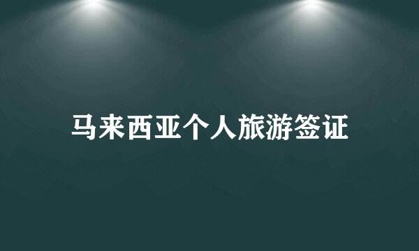 马来西亚个人旅游签证