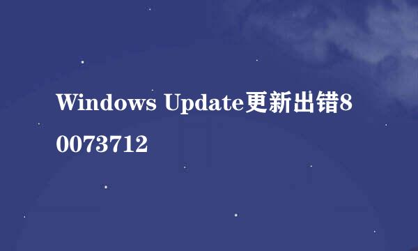Windows Update更新出错80073712
