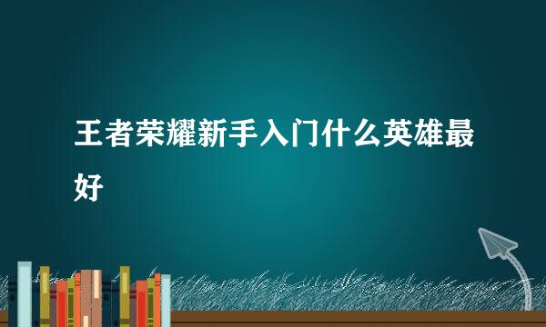 王者荣耀新手入门什么英雄最好