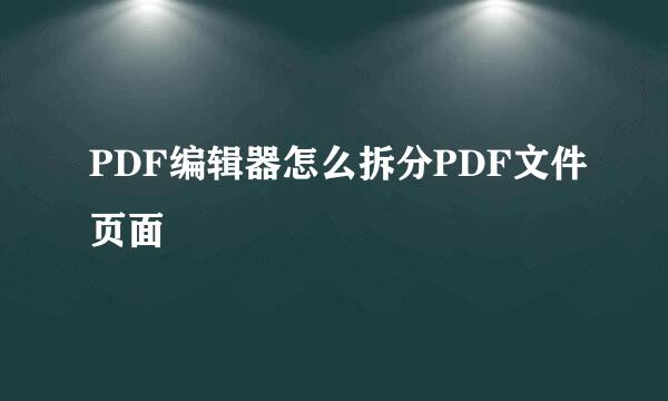 PDF编辑器怎么拆分PDF文件页面