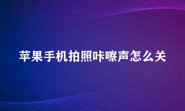 苹果手机拍照咔嚓声怎么关