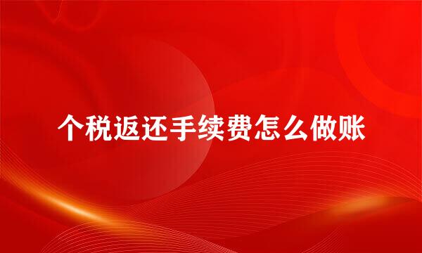 个税返还手续费怎么做账