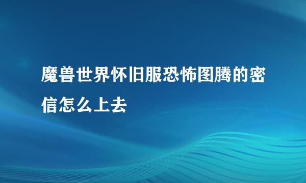 魔兽世界怀旧服恐怖图腾的密信怎么上去