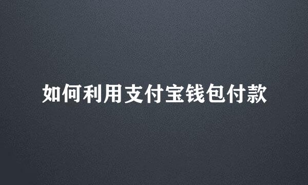 如何利用支付宝钱包付款