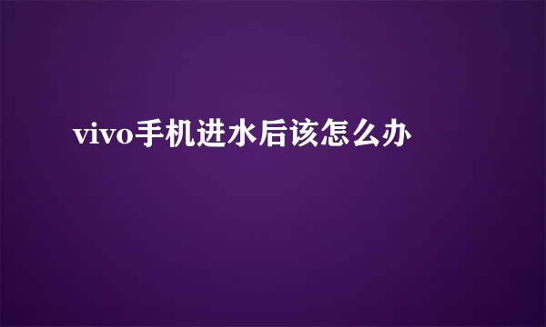 vivo手机进水后该怎么办