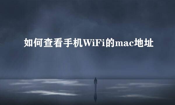 如何查看手机WiFi的mac地址