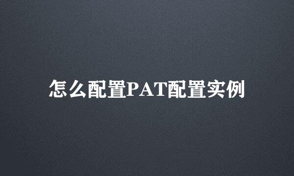 怎么配置PAT配置实例