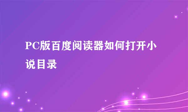 PC版百度阅读器如何打开小说目录