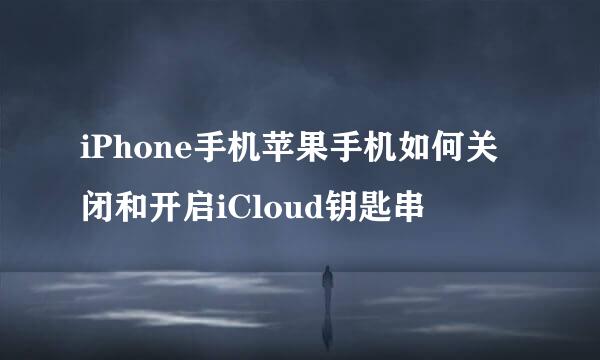 iPhone手机苹果手机如何关闭和开启iCloud钥匙串
