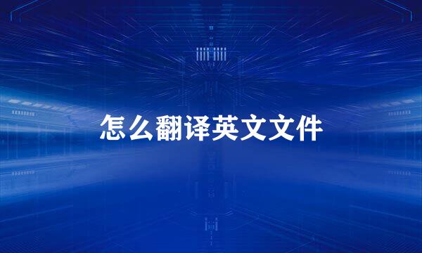 怎么翻译英文文件
