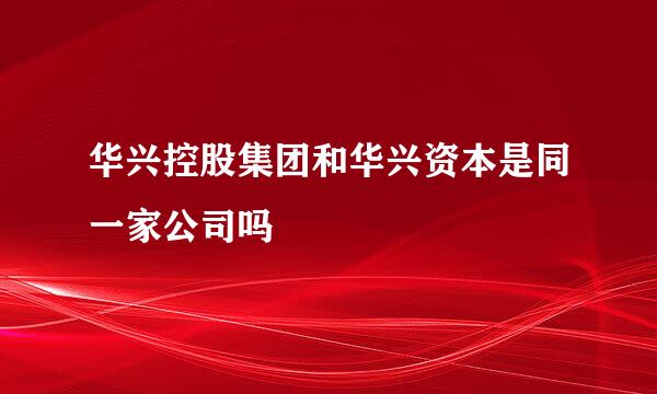 华兴控股集团和华兴资本是同一家公司吗