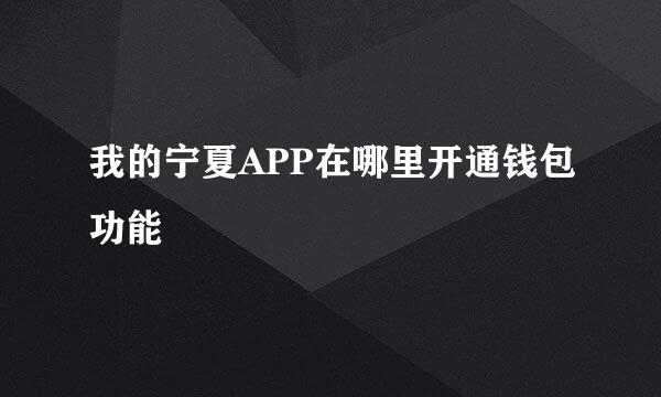 我的宁夏APP在哪里开通钱包功能
