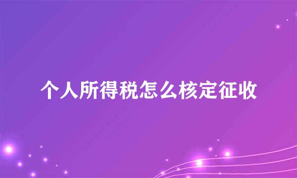 个人所得税怎么核定征收