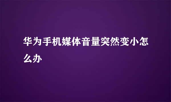 华为手机媒体音量突然变小怎么办