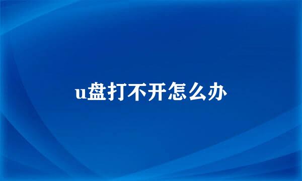u盘打不开怎么办