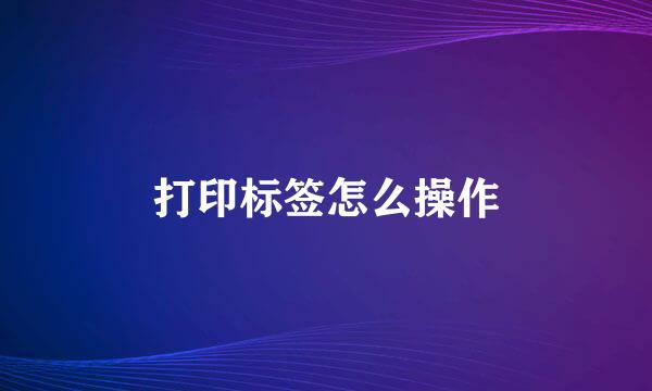 打印标签怎么操作
