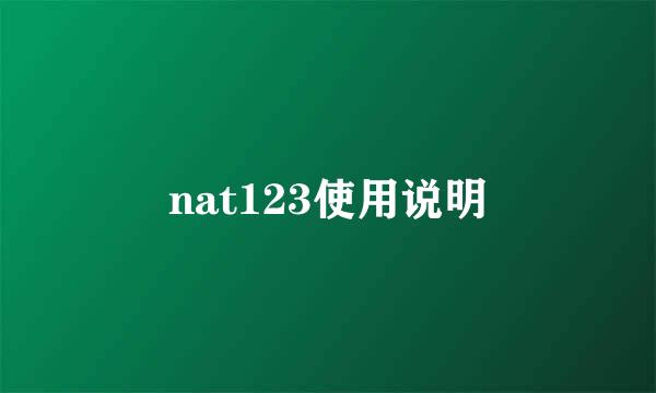 nat123使用说明