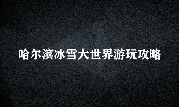 哈尔滨冰雪大世界游玩攻略
