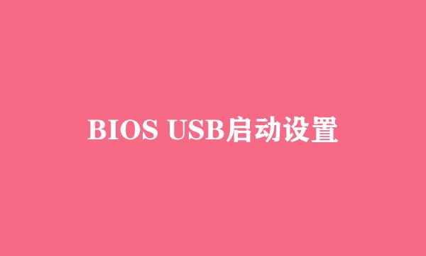 BIOS USB启动设置