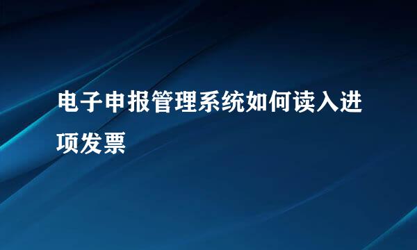 电子申报管理系统如何读入进项发票