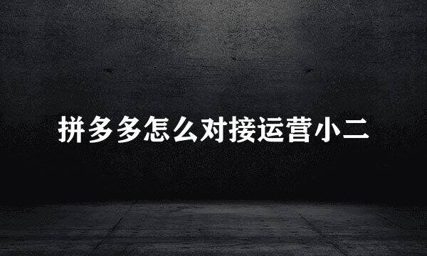 拼多多怎么对接运营小二