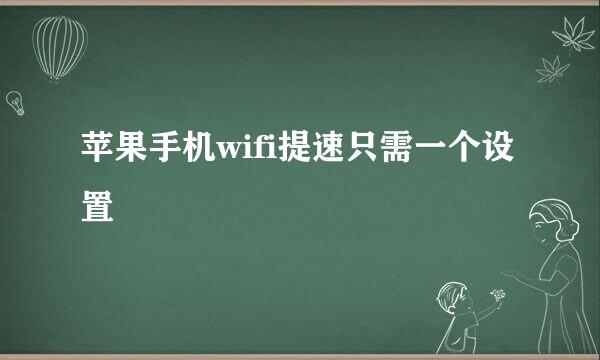 苹果手机wifi提速只需一个设置