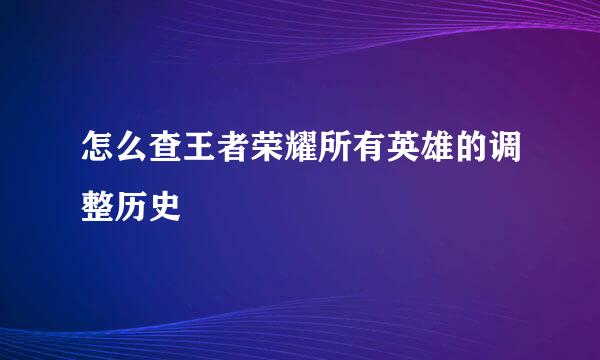 怎么查王者荣耀所有英雄的调整历史
