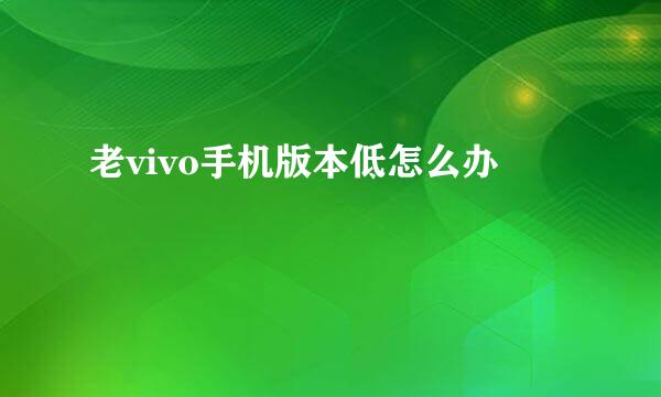 老vivo手机版本低怎么办