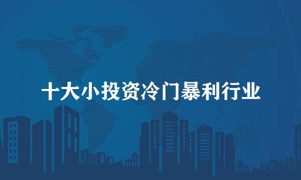十大小投资冷门暴利行业