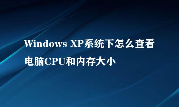 Windows XP系统下怎么查看电脑CPU和内存大小
