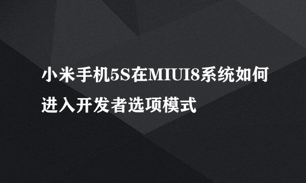 小米手机5S在MIUI8系统如何进入开发者选项模式
