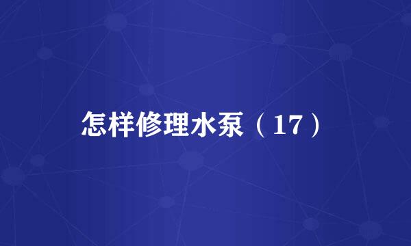 怎样修理水泵（17）