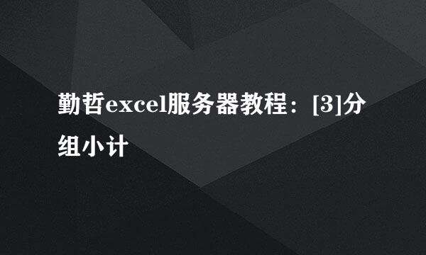 勤哲excel服务器教程：[3]分组小计