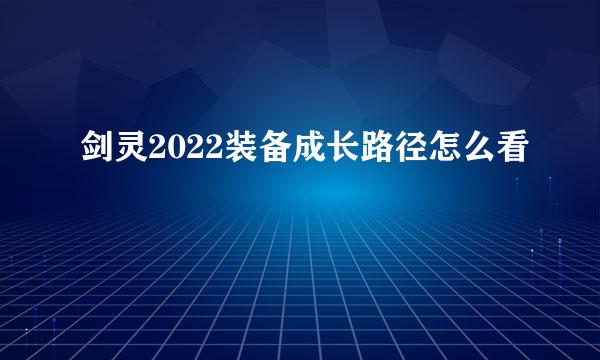 剑灵2022装备成长路径怎么看