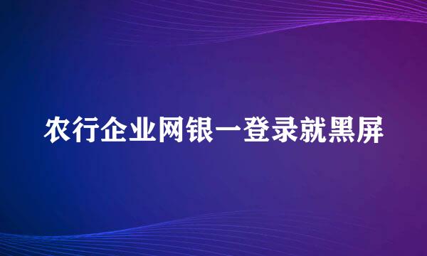 农行企业网银一登录就黑屏