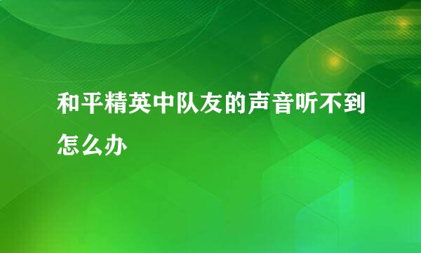 和平精英中队友的声音听不到怎么办